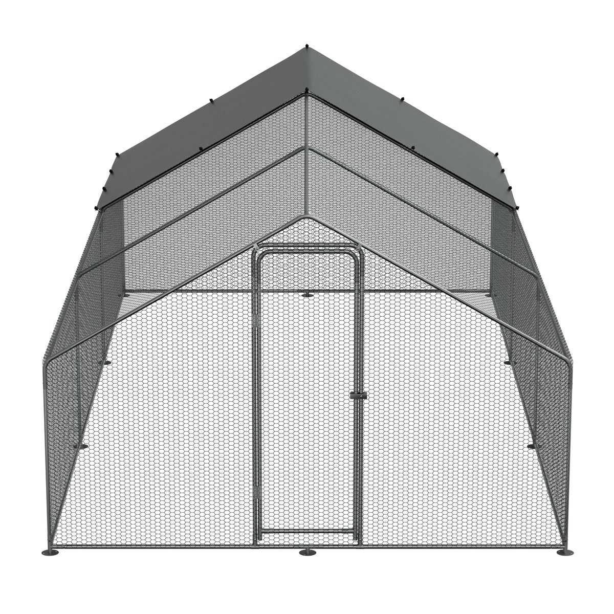 Dellonda Walk-In Galvanized Steel Chicken Run with Roof Cover & PVC Coated Chicken Wire DG280