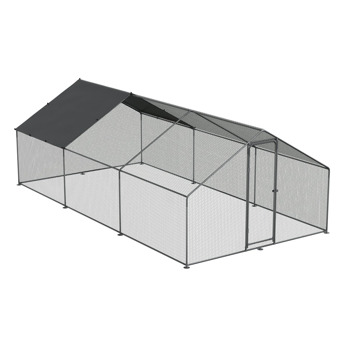 Dellonda Walk-In Galvanized Steel Chicken Run with Roof Cover & PVC Coated Chicken Wire DG280