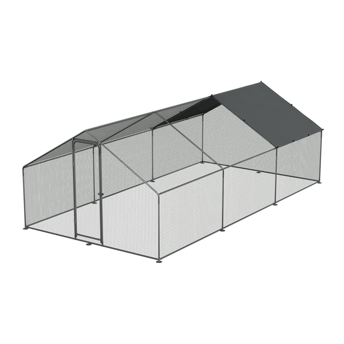 Dellonda Walk-In Galvanized Steel Chicken Run with Roof Cover & PVC Coated Chicken Wire DG280