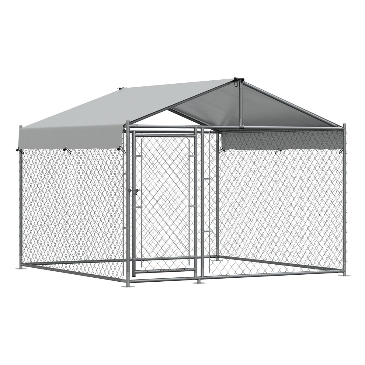 Dellonda Galvanised Steel Dog Kennel with Roof Cover & Chain Link Fencing DG281