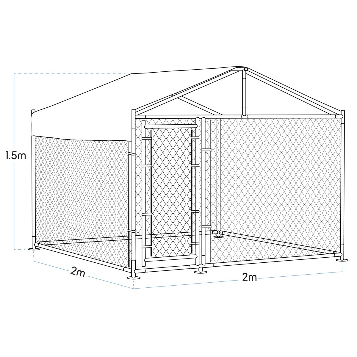 Dellonda Galvanised Steel Dog Kennel with Roof Cover & Chain Link Fencing DG281