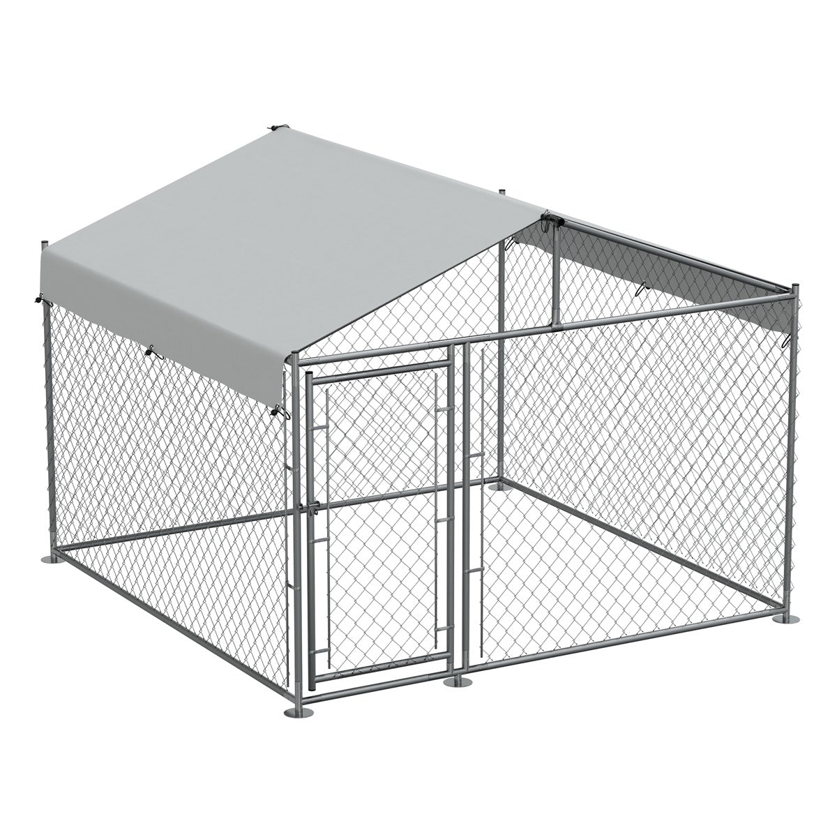Dellonda Galvanised Steel Dog Kennel with Roof Cover & Chain Link Fencing DG281