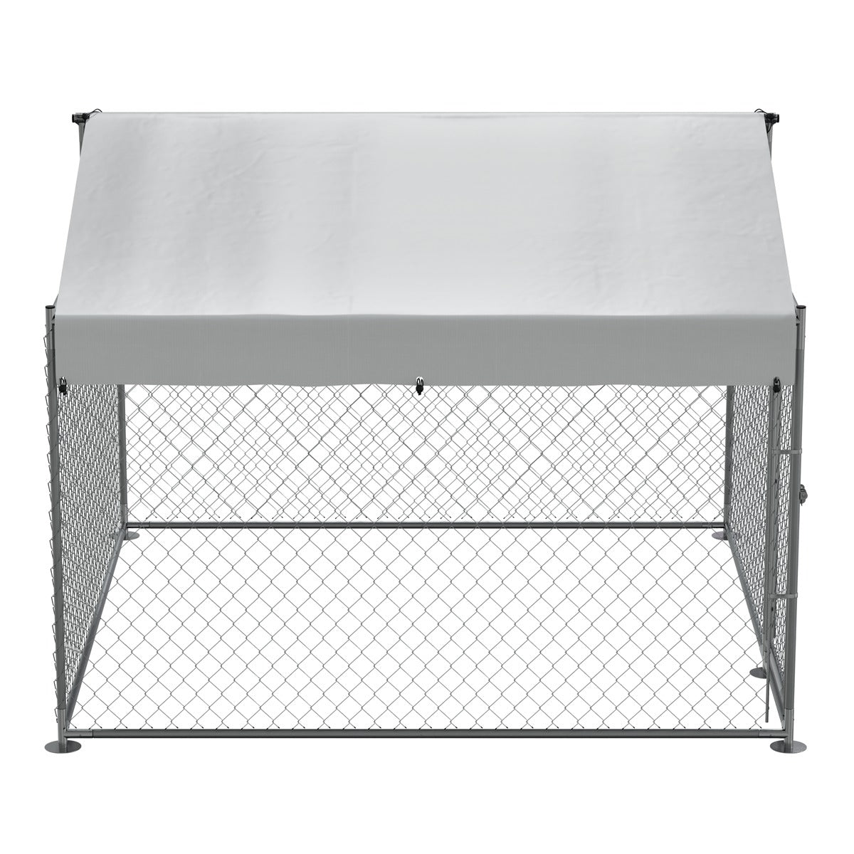 Dellonda Galvanised Steel Dog Kennel with Roof Cover & Chain Link Fencing DG281