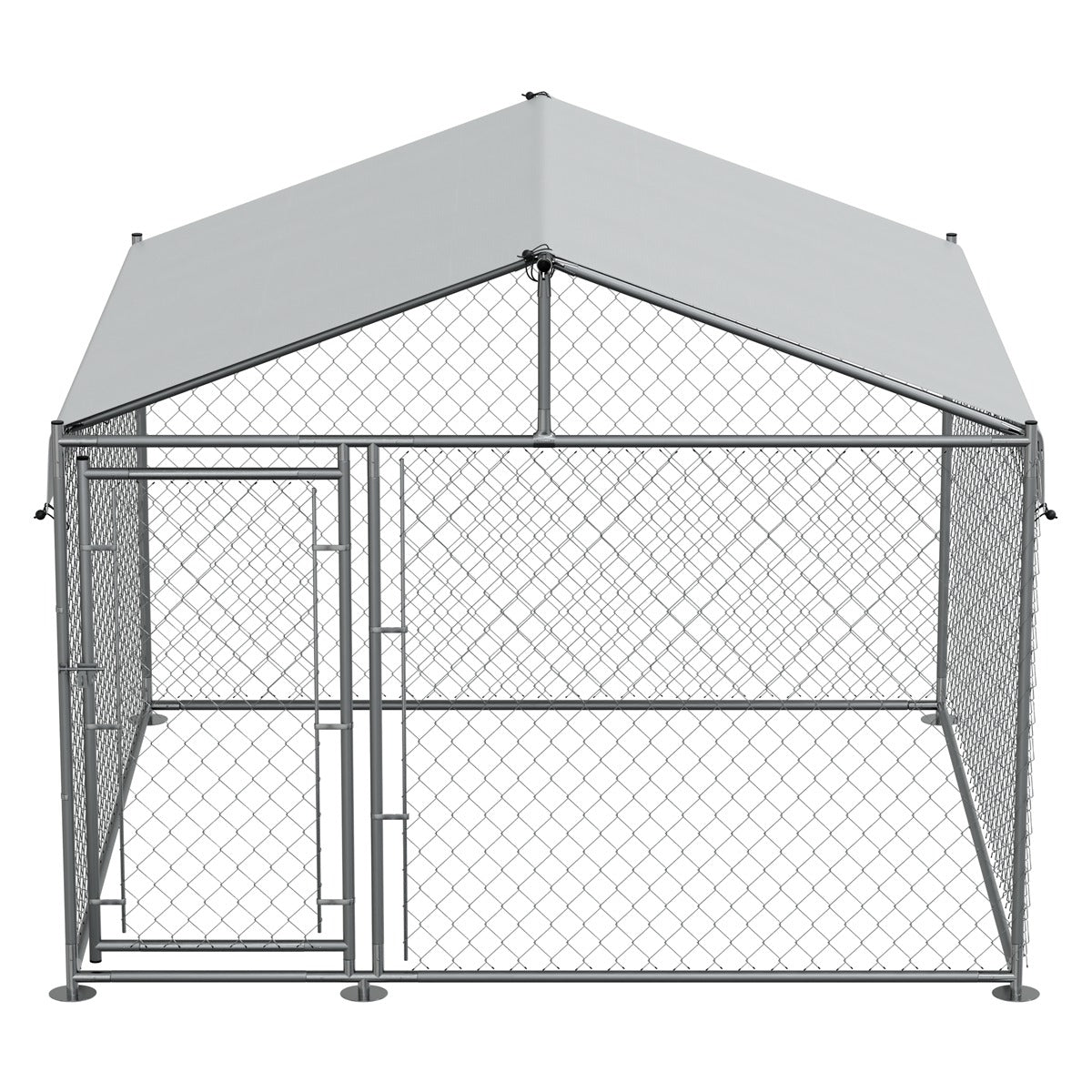 Dellonda Galvanised Steel Dog Kennel with Roof Cover & Chain Link Fencing DG281