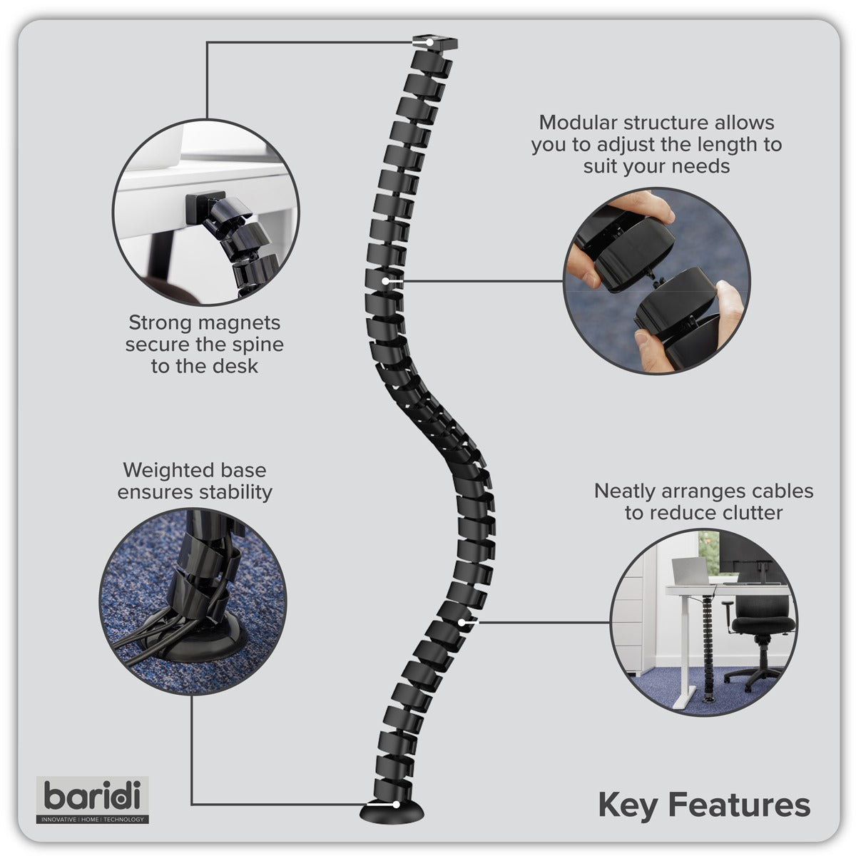 Dellonda Flexible Cable Management System, Magnetic 1.3m DH275