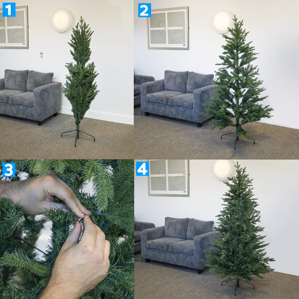 Dellonda Artificial Hinged Christmas Tree 6ft(180cm) DH45