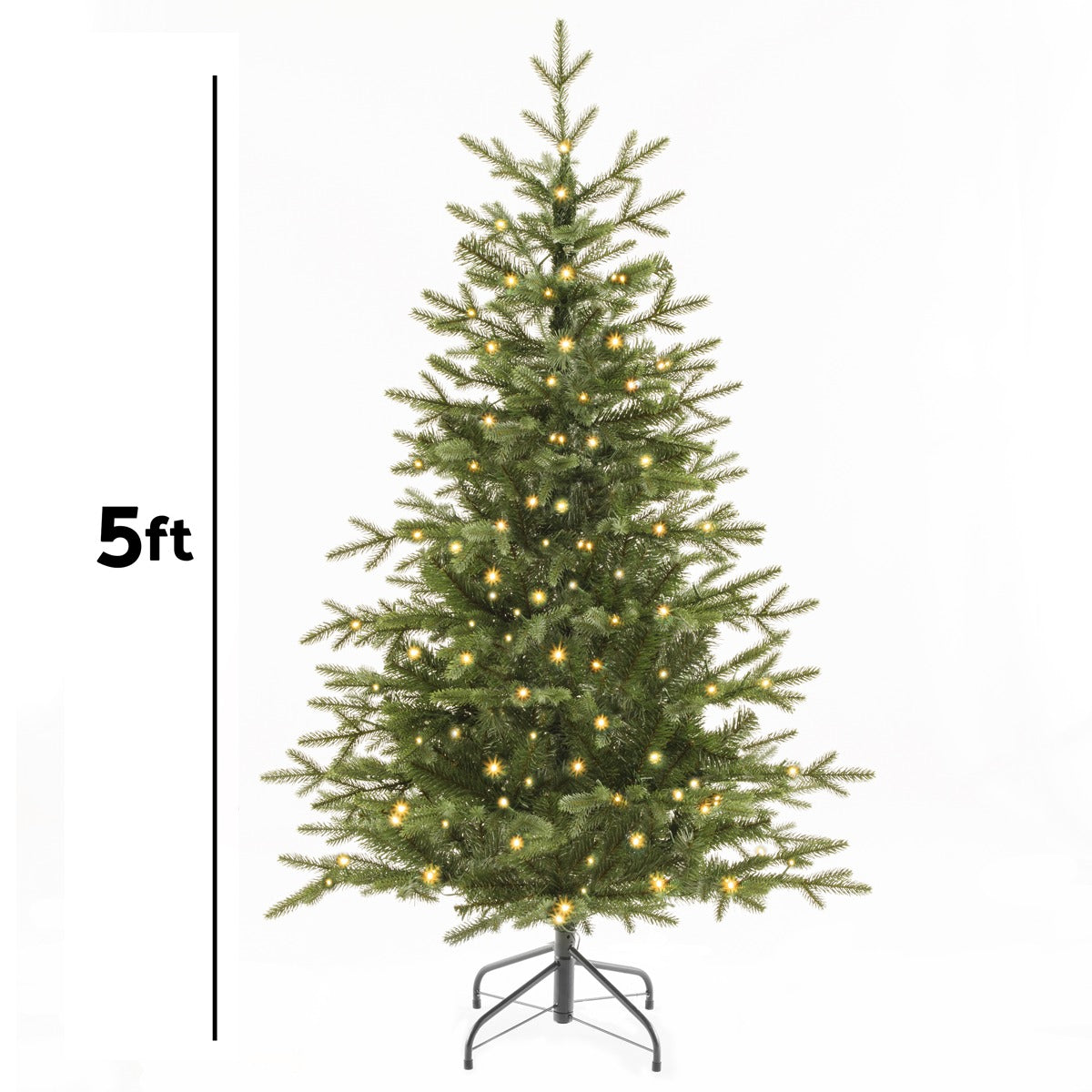 Dellonda Pre-Lit Hinged Christmas Tree with 190 Warm White LED Lights 5ft(150cm) DH80