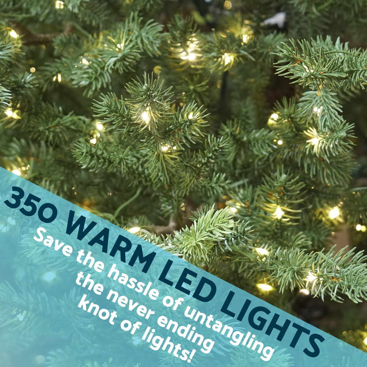 Dellonda Pre-Lit Hinged Christmas Tree with 350 Warm White LED Lights 7ft(210cm) DH82