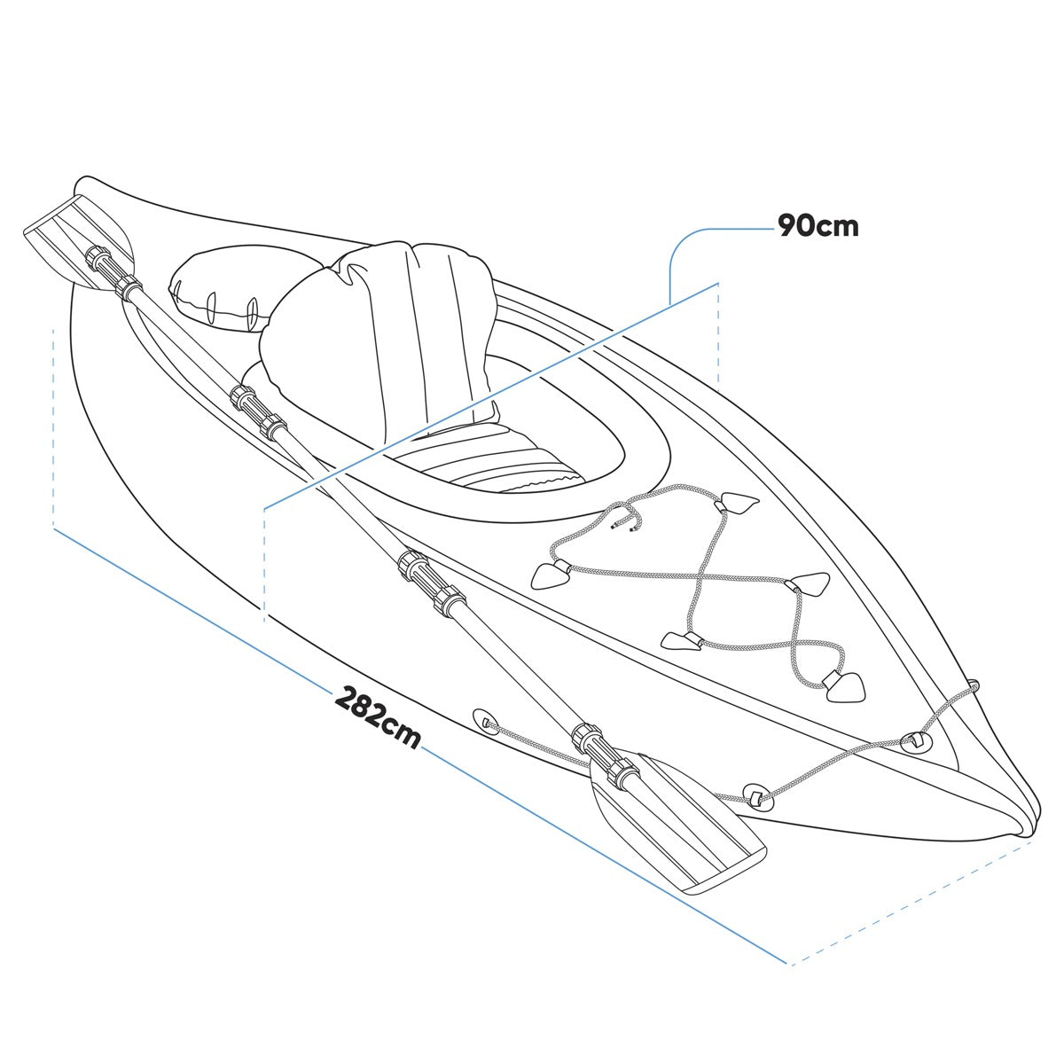 Dellonda Inflatable One-Person Kayak/Canoe Set with Pump, Carry Bag & Aluminium Oar - Blue/Green DL154