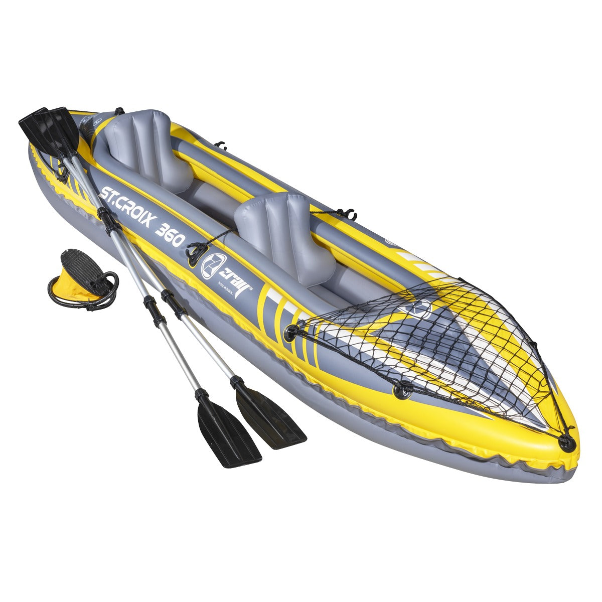 Dellonda Inflatable 2-Person Kayak/Canoe Set with Pump, Carry Bag & 2 Oars - Blue/Yellow/White DL155
