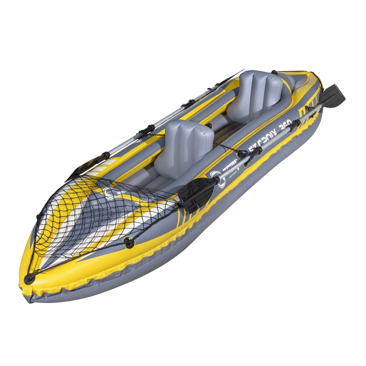 Dellonda Inflatable 2-Person Kayak/Canoe Set with Pump, Carry Bag & 2 Oars - Blue/Yellow/White DL155