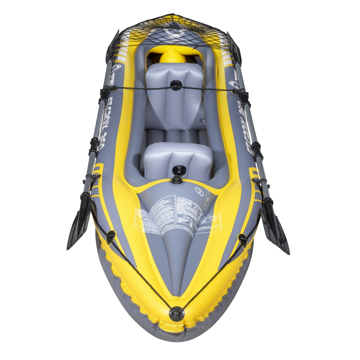 Dellonda Inflatable 2-Person Kayak/Canoe Set with Pump, Carry Bag & 2 Oars - Blue/Yellow/White DL155