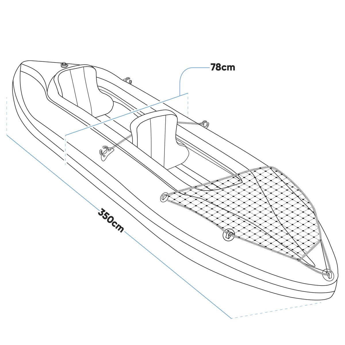 Dellonda Inflatable 2-Person Kayak/Canoe Set with Pump, Carry Bag & 2 Oars - Blue/Yellow/White DL155