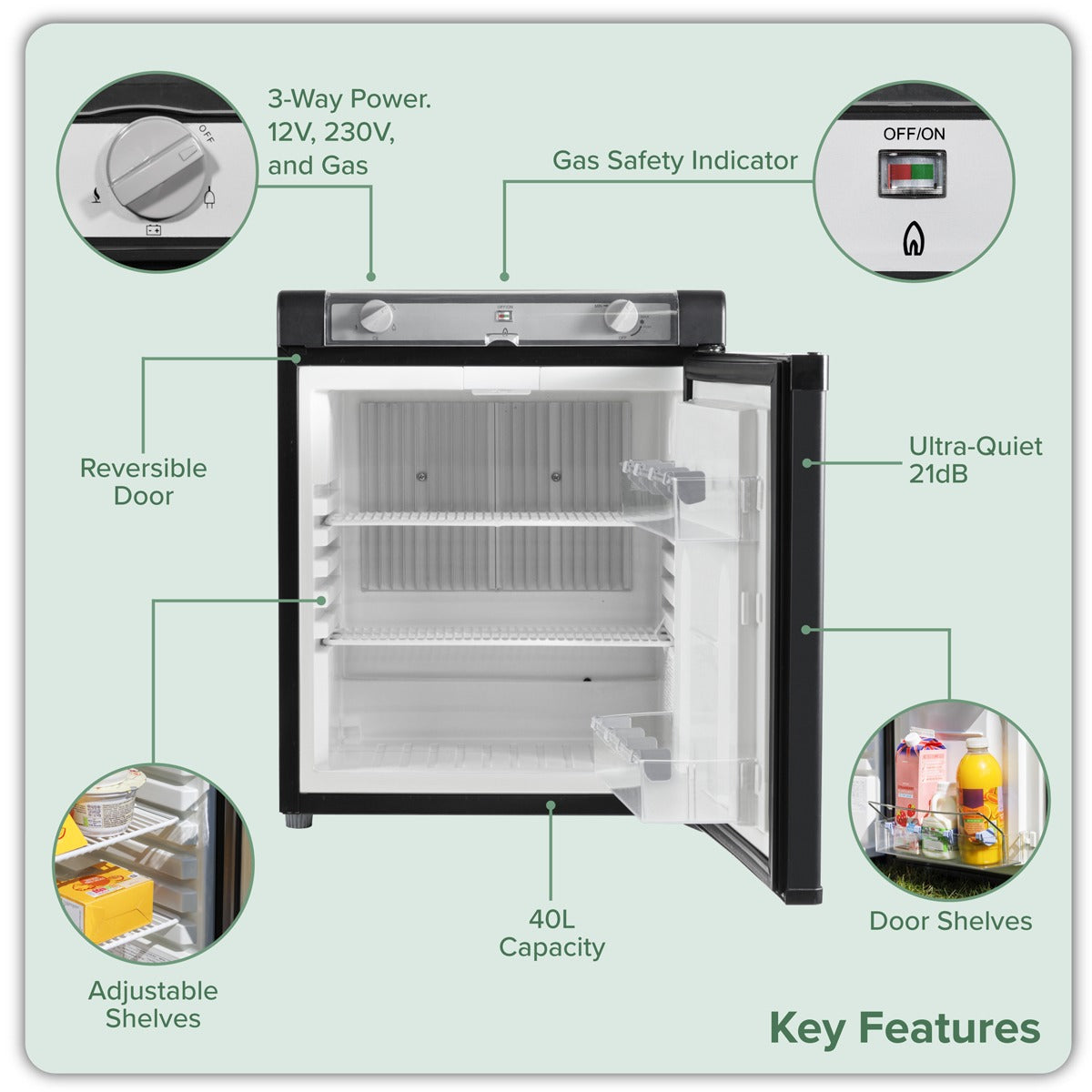 Dellonda 3-Way Fridge 40L DL158