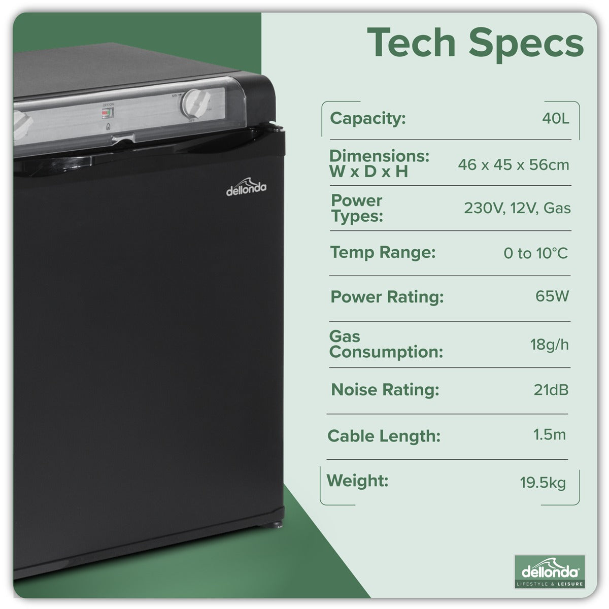 Dellonda 3-Way Fridge 40L DL158
