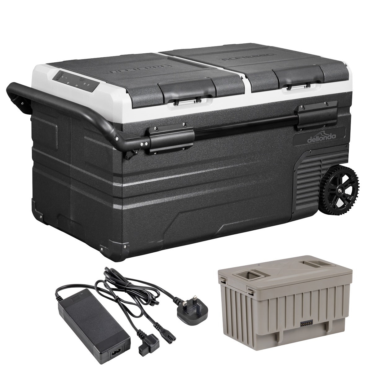 Dellonda Portable Fridge Freezer/Cool Box 75L with 11.1V Portable Battery & AC/DC 230V Adaptor DL172