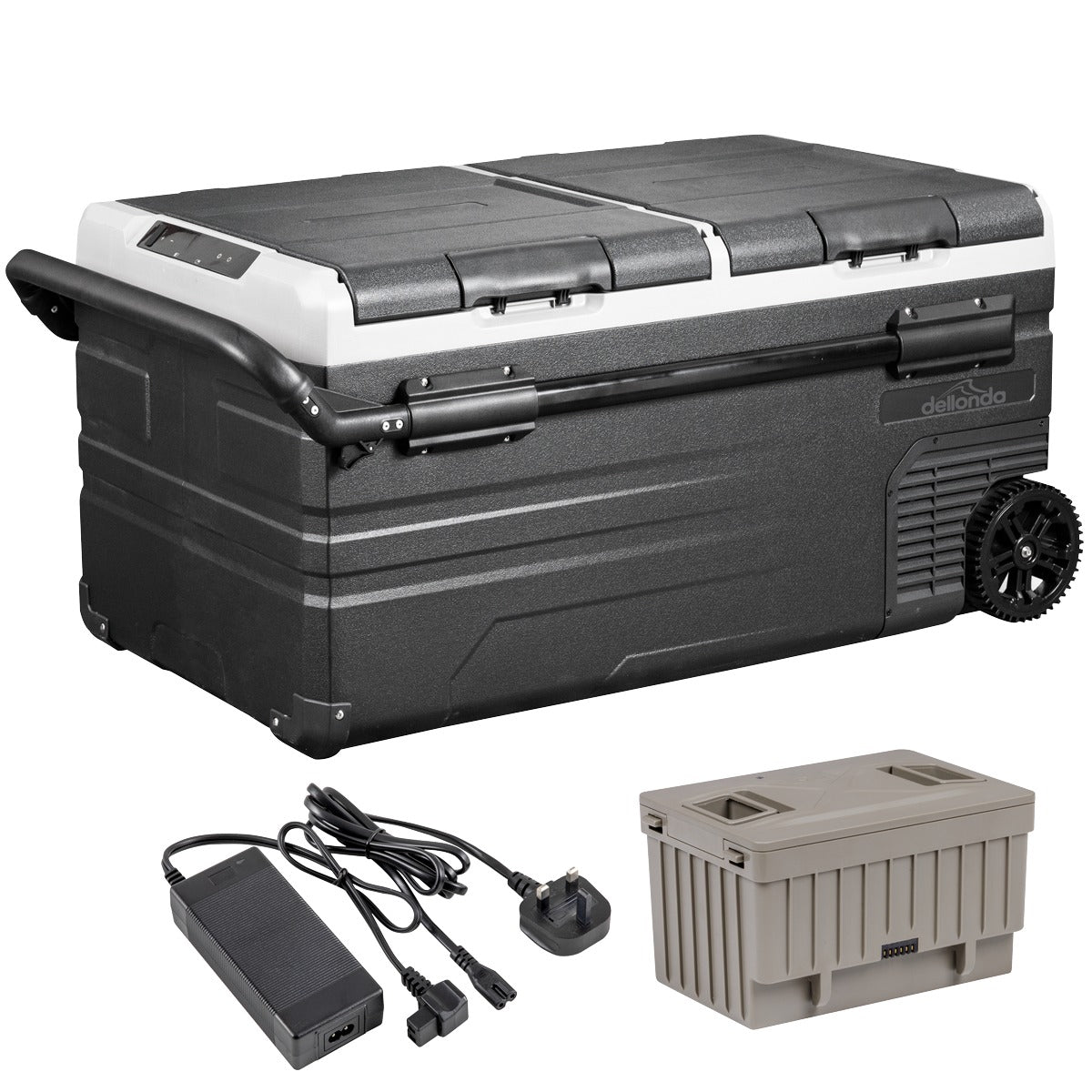 Dellonda Portable Fridge Freezer/Cool Box 95L with 11.1V Portable Battery & AC/DC 230V Adaptor DL173