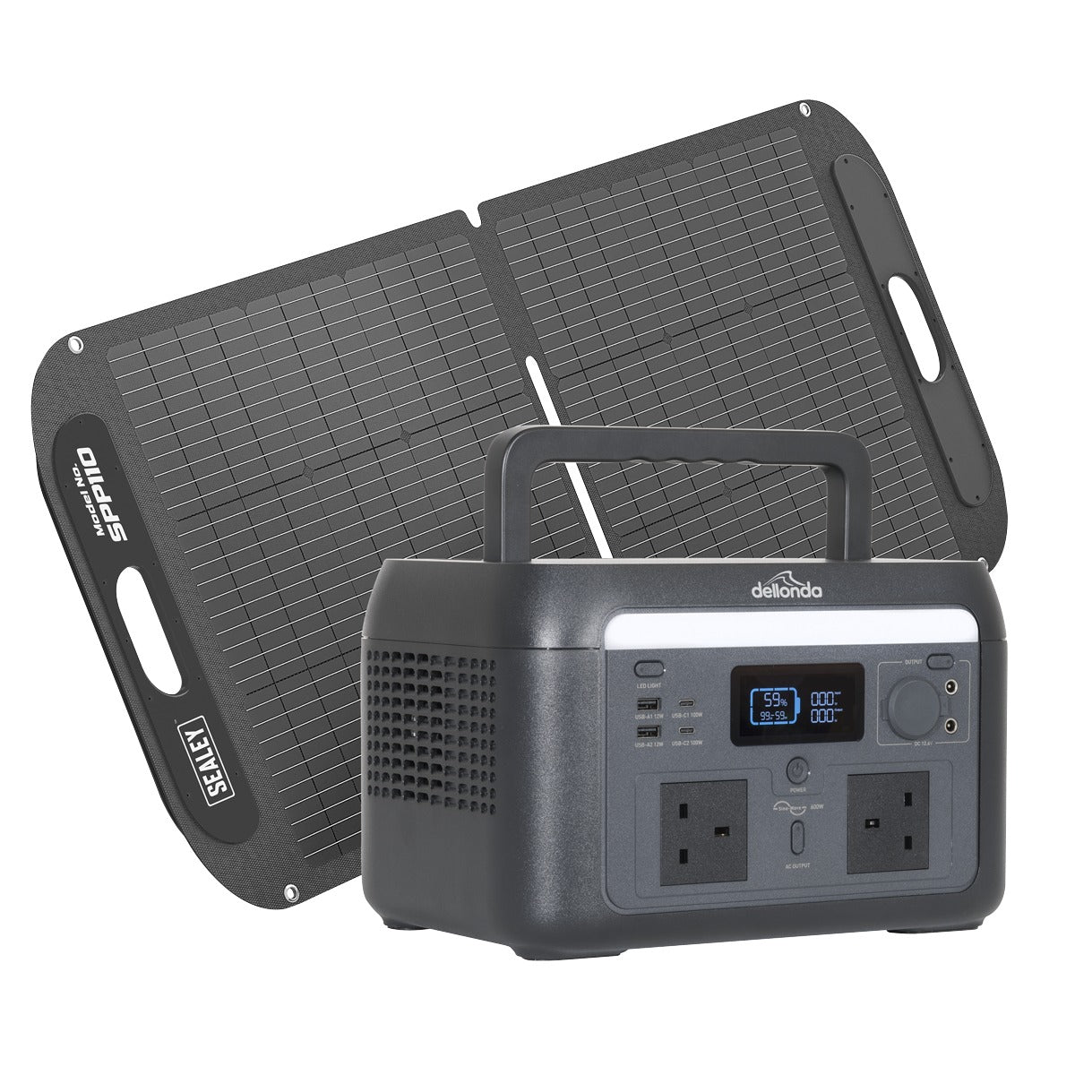 Dellonda Portable Power Station 600W & ETFE Foldable Solar Panel 110W DL179
