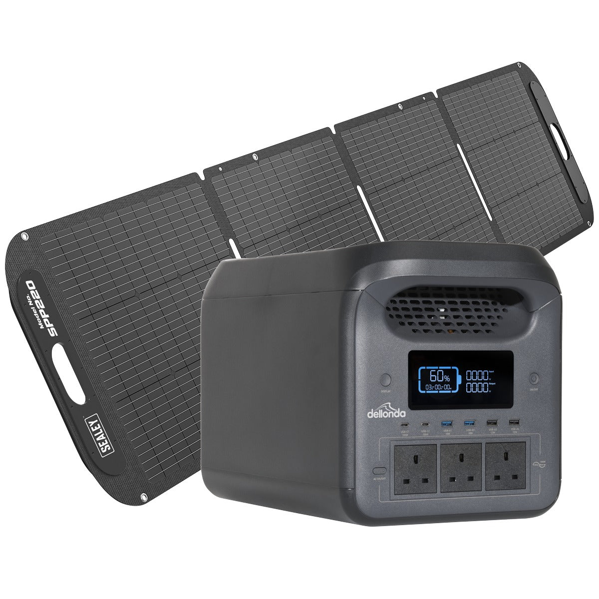 Dellonda Portable Power Station 1800W & ETFE Foldable Solar Panel 220W DL180