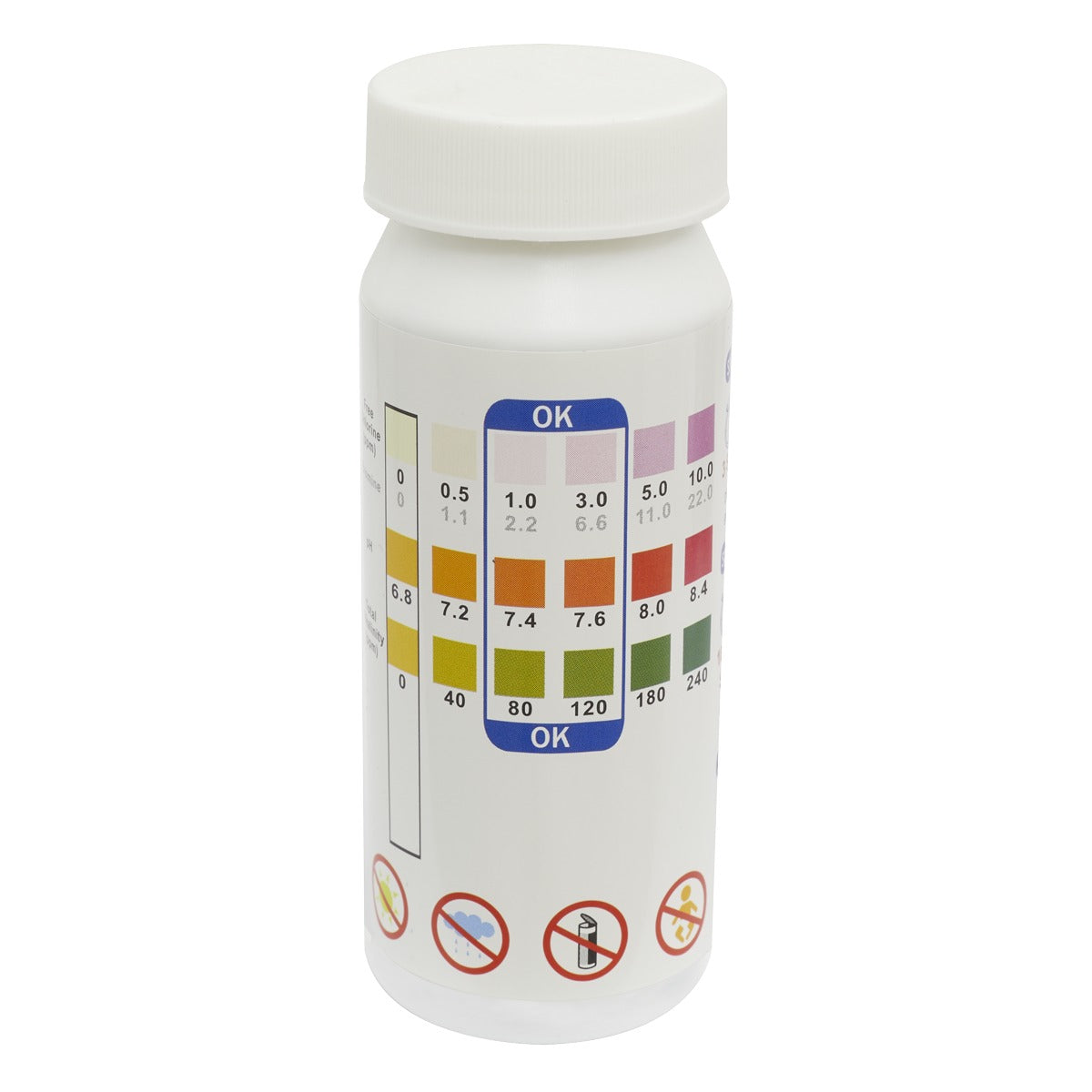 Dellonda 3-in-1 Chlorine, PH & Alkalinity Test Strips x50 Strips - Pack of 1 DL32
