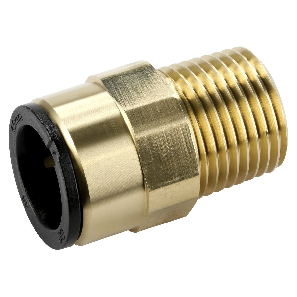 John Guest Brass Straight Adaptor 15mm x 1/2"BSPT CAS15BSA