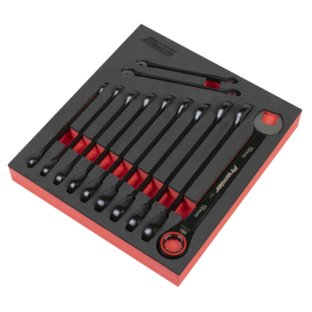 Premier Black Combination Ratchet Spanner Set 12pc AK63940B
