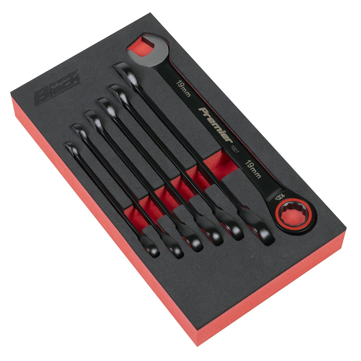 Premier Black Combination Ratchet Spanner Set 7pc AK63941B