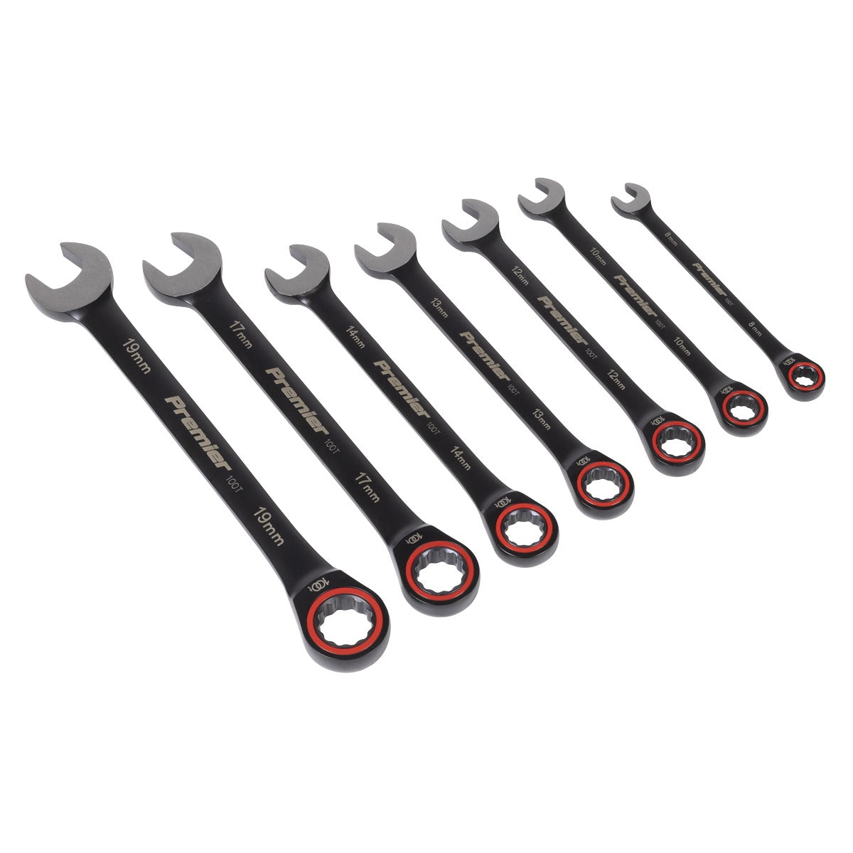 Premier Black Combination Ratchet Spanner Set 7pc AK63941B