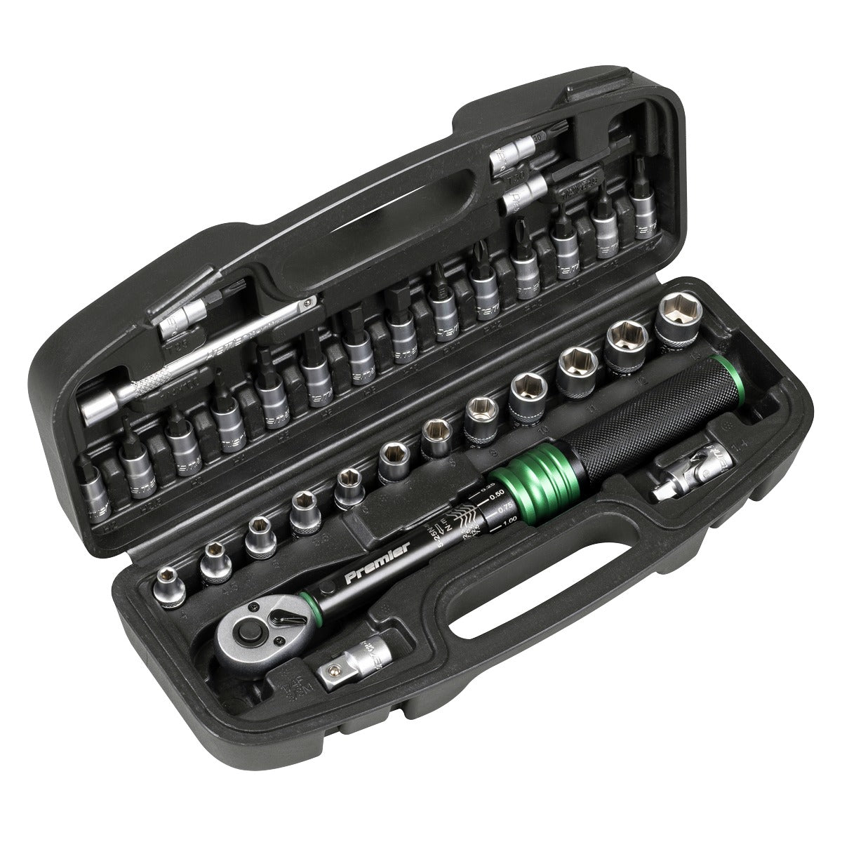 Premier Black Torque Wrench Set 1/4"Sq Drive 5-25Nm 33pc STW910B