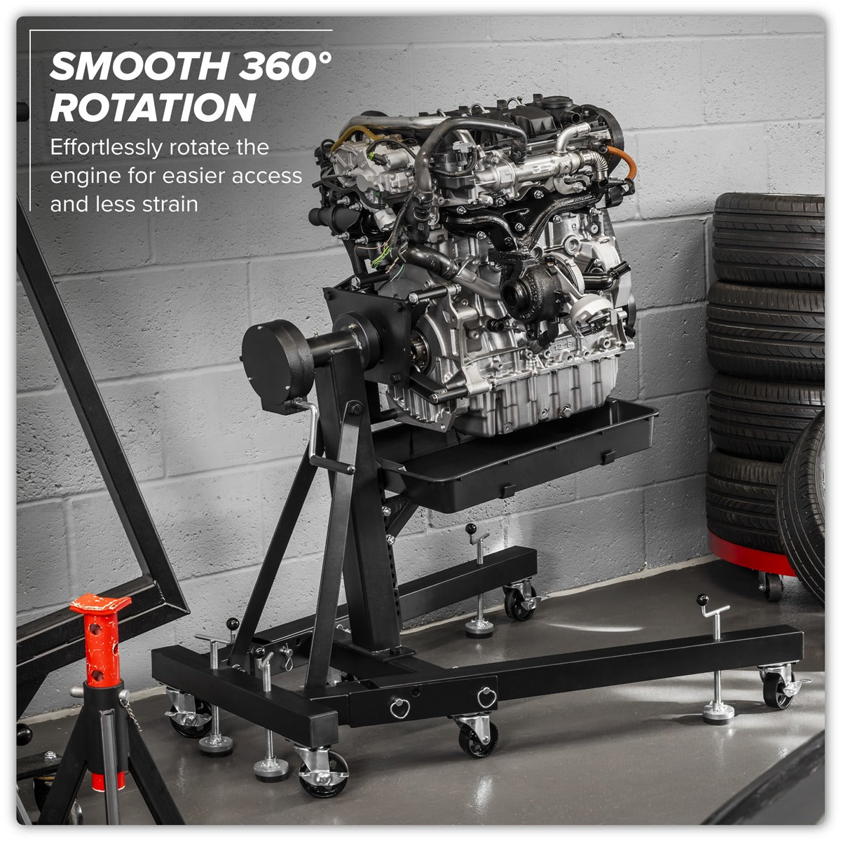 Viking Folding 360º Rotating Engine Stand with Geared Handle & Drain Pan ES680DS