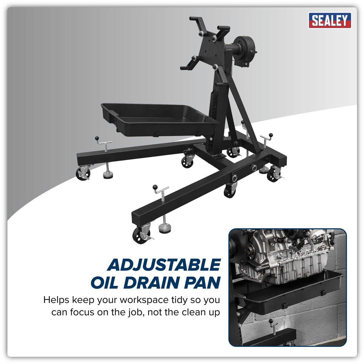 Viking Folding 360º Rotating Engine Stand with Geared Handle & Drain Pan ES680DS