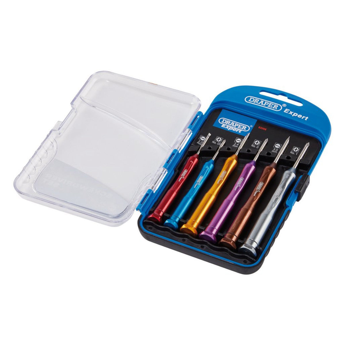 Draper Expert Precision Screwdriver Set, 3 x Plain Slot, 3 x Cross Slot (6 Piece) 03266