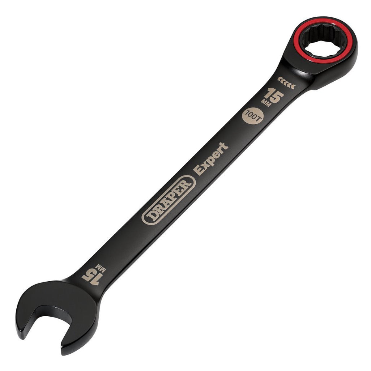 Draper Expert HI-TORQ Metric Ratchet Combination Spanner, 15mm, Black 03888