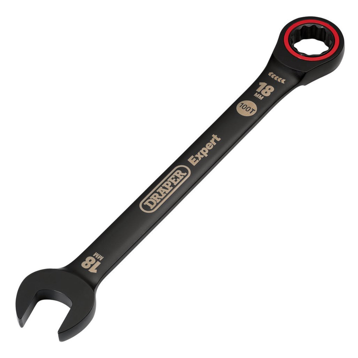 Draper Expert HI-TORQ Metric Ratchet Combination Spanner, 18mm, Black 03891