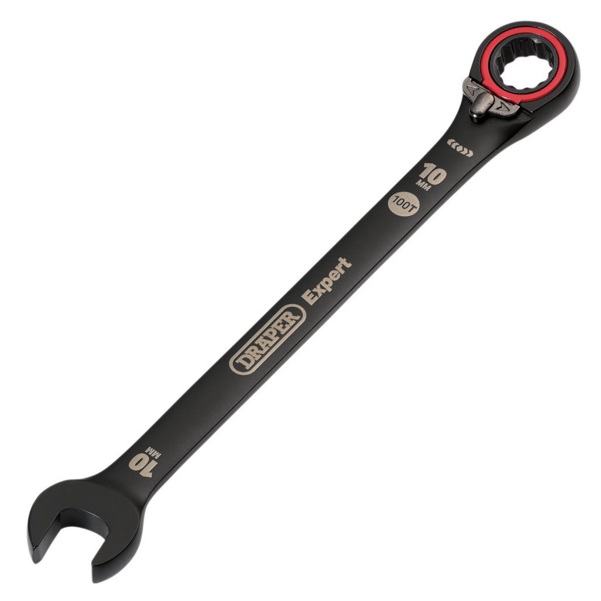 Draper Expert HI-TORQ Metric Reversible Ratchet Combination Spanner, 10mm, Black 03900