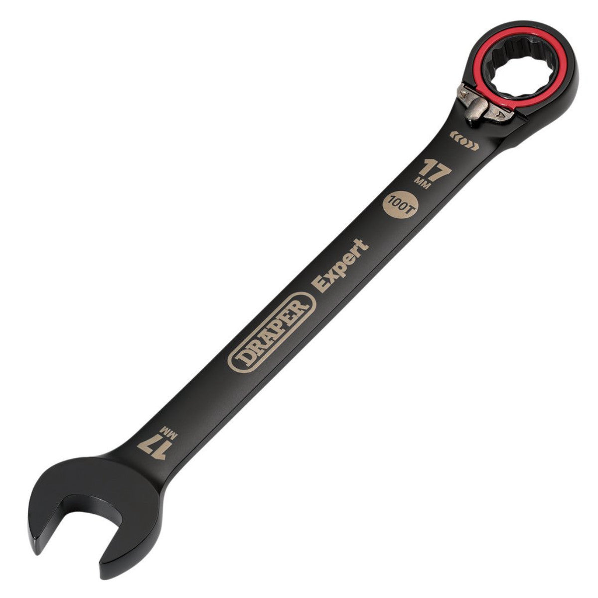 Draper Expert HI-TORQ Metric Reversible Ratchet Combination Spanner, 17mm, Black 03907