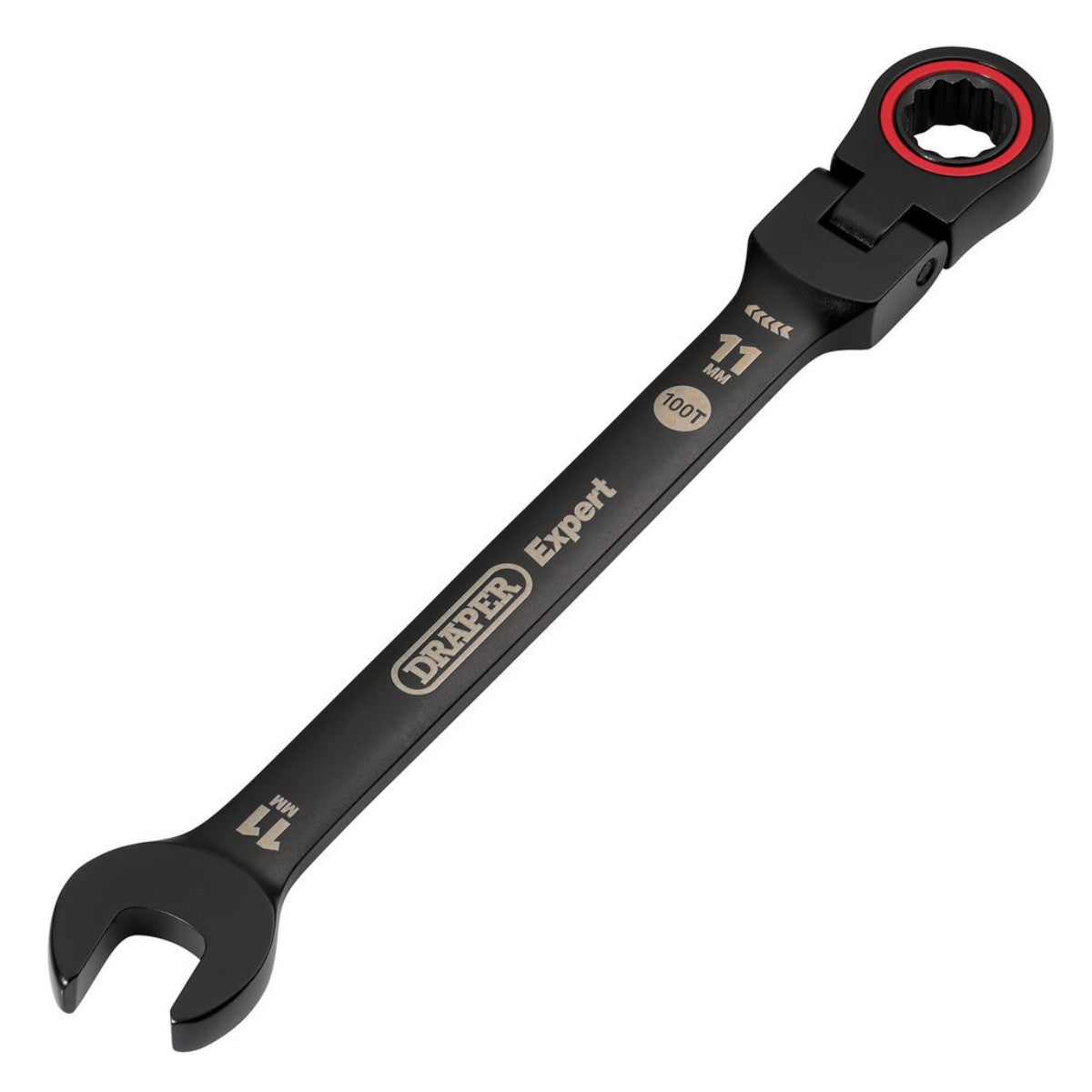 Draper Expert HI-TORQ Metric Flexible Head Ratchet Combination Spanner, 11mm, Black 03917