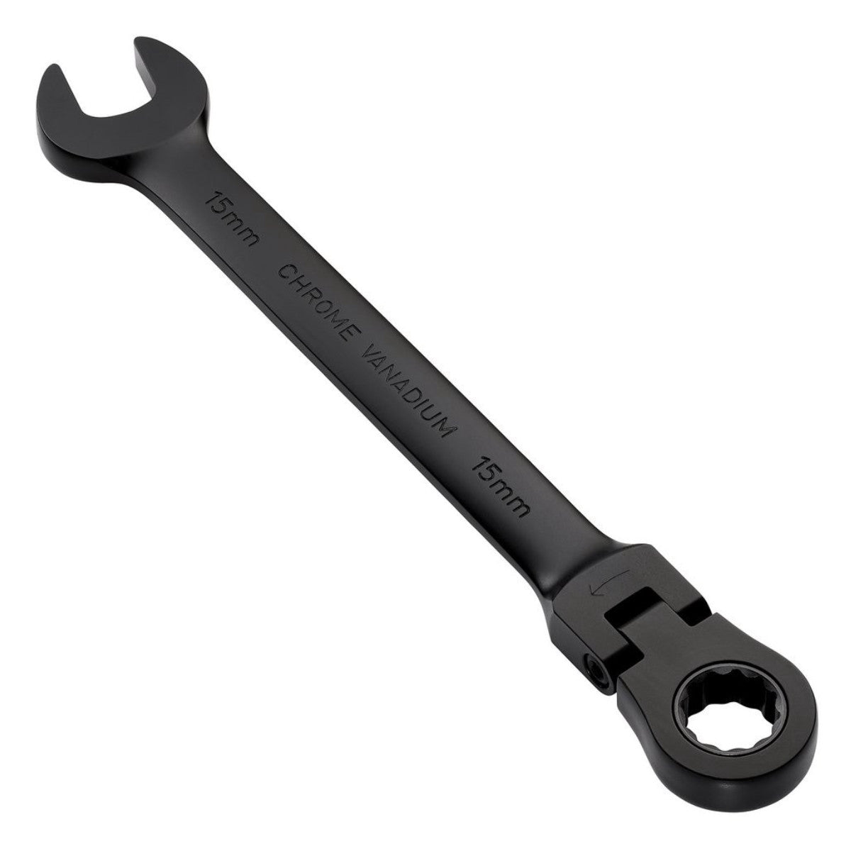 Draper Expert HI-TORQ Metric Flexible Head Ratchet Combination Spanner, 15mm, Black 03922