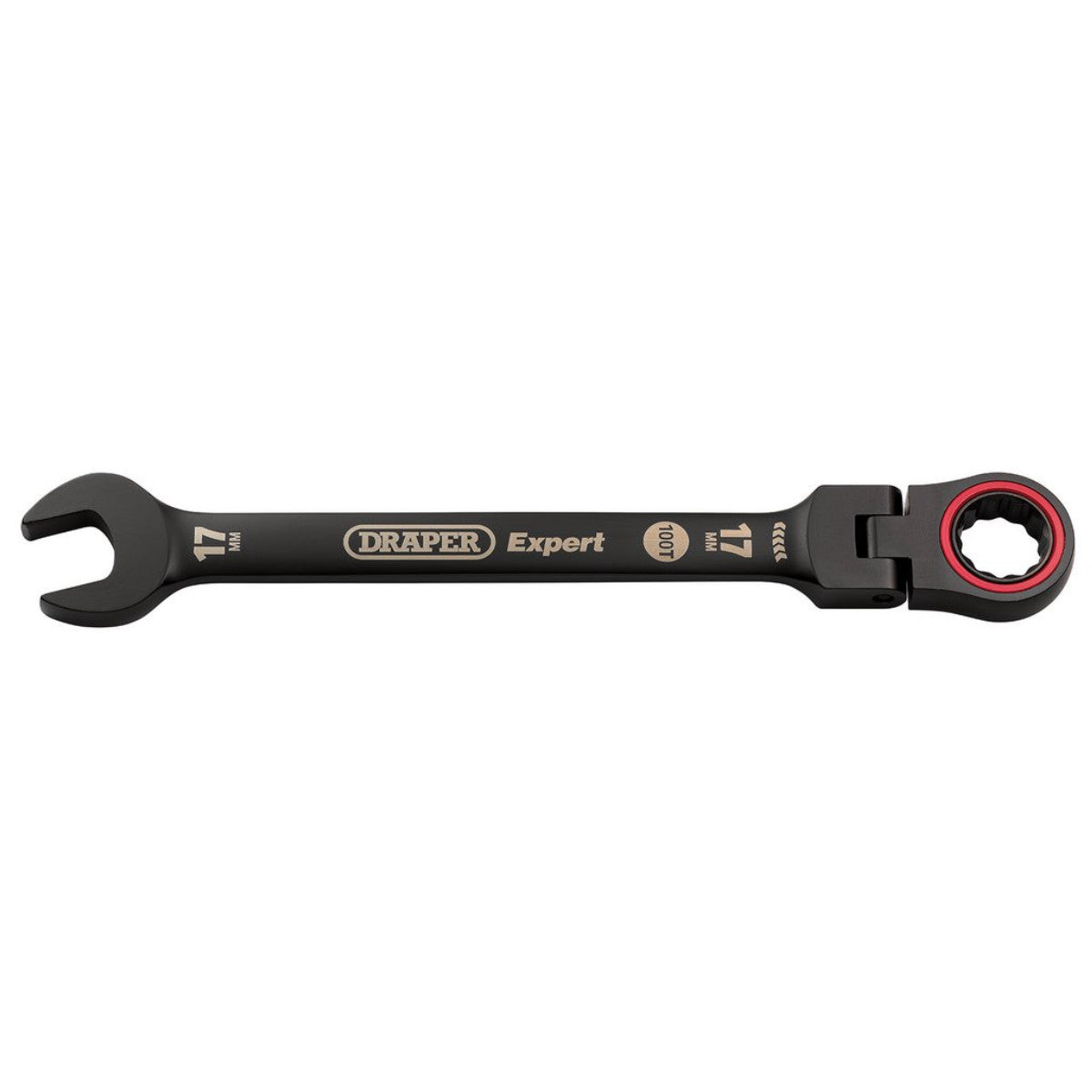 Draper Expert HI-TORQ Metric Flexible Head Ratchet Combination Spanner, 17mm, Black 03924