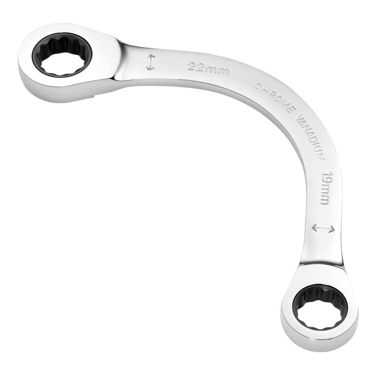 Draper Expert HI-TORQ Double Ring Ratchet Half Moon Spanner, 19 x 22mm 03937