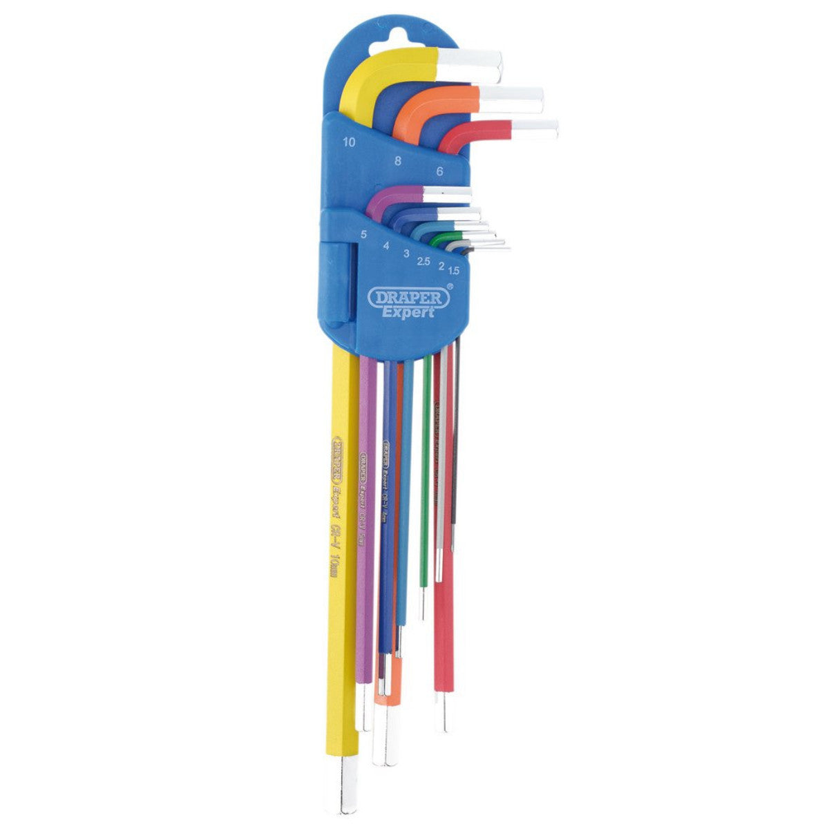 Draper Expert Metric Extra-Long Arm Hex Key Set, Colour Coded (9 Piece) 04911
