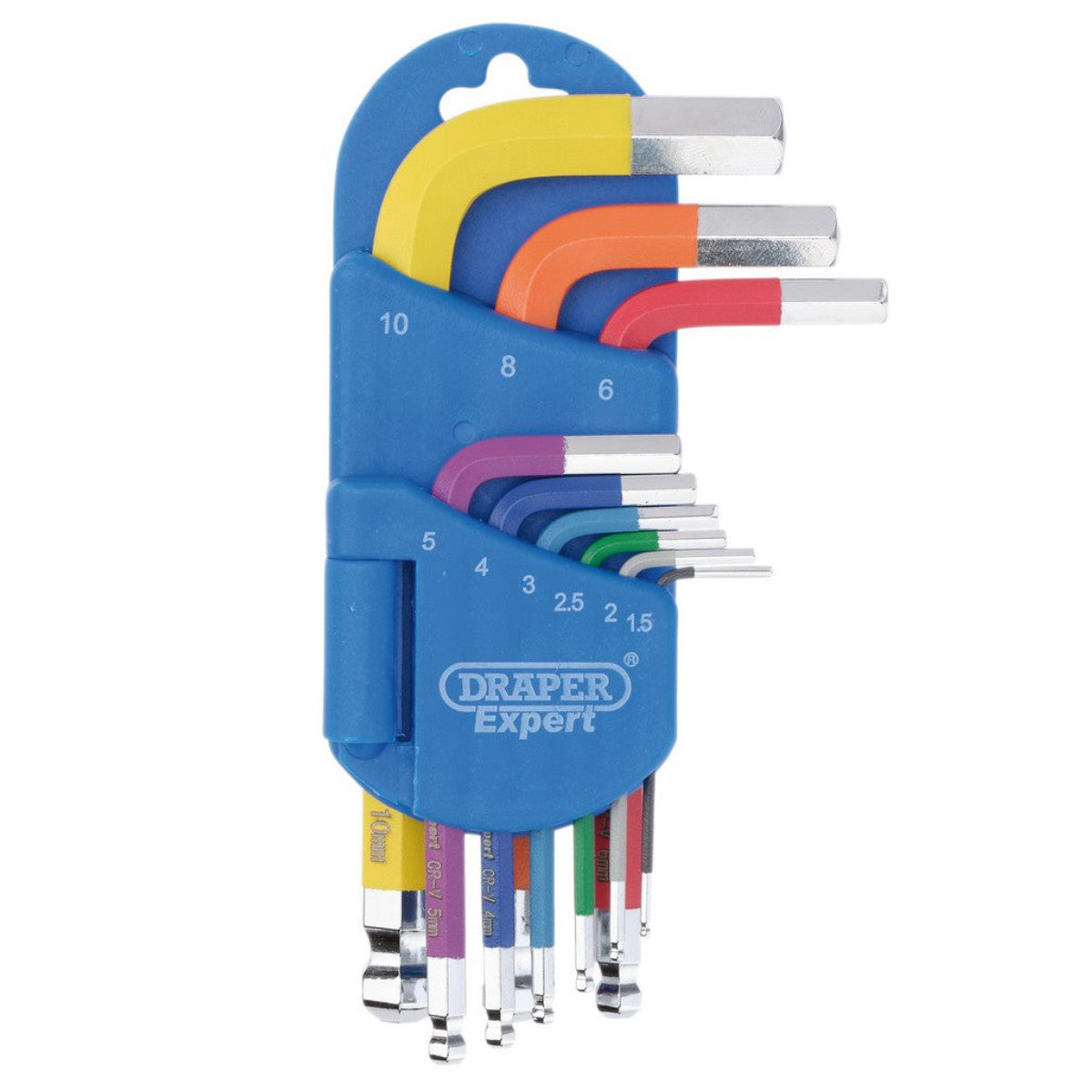 Draper Expert Metric Short Arm Ball End Hex Key Set, Colour Coded (9 Piece) 04912