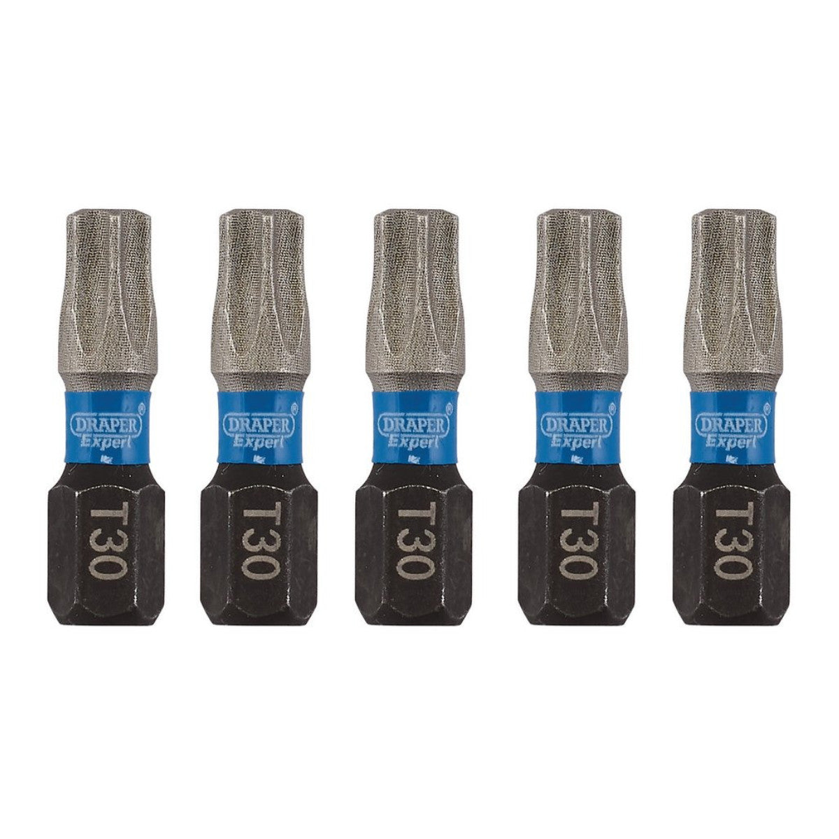 Draper Expert TX-STAR Impact Screwdriver Bits, T30 x 25mm, 1/4" Hex (Pack of 5) 05496