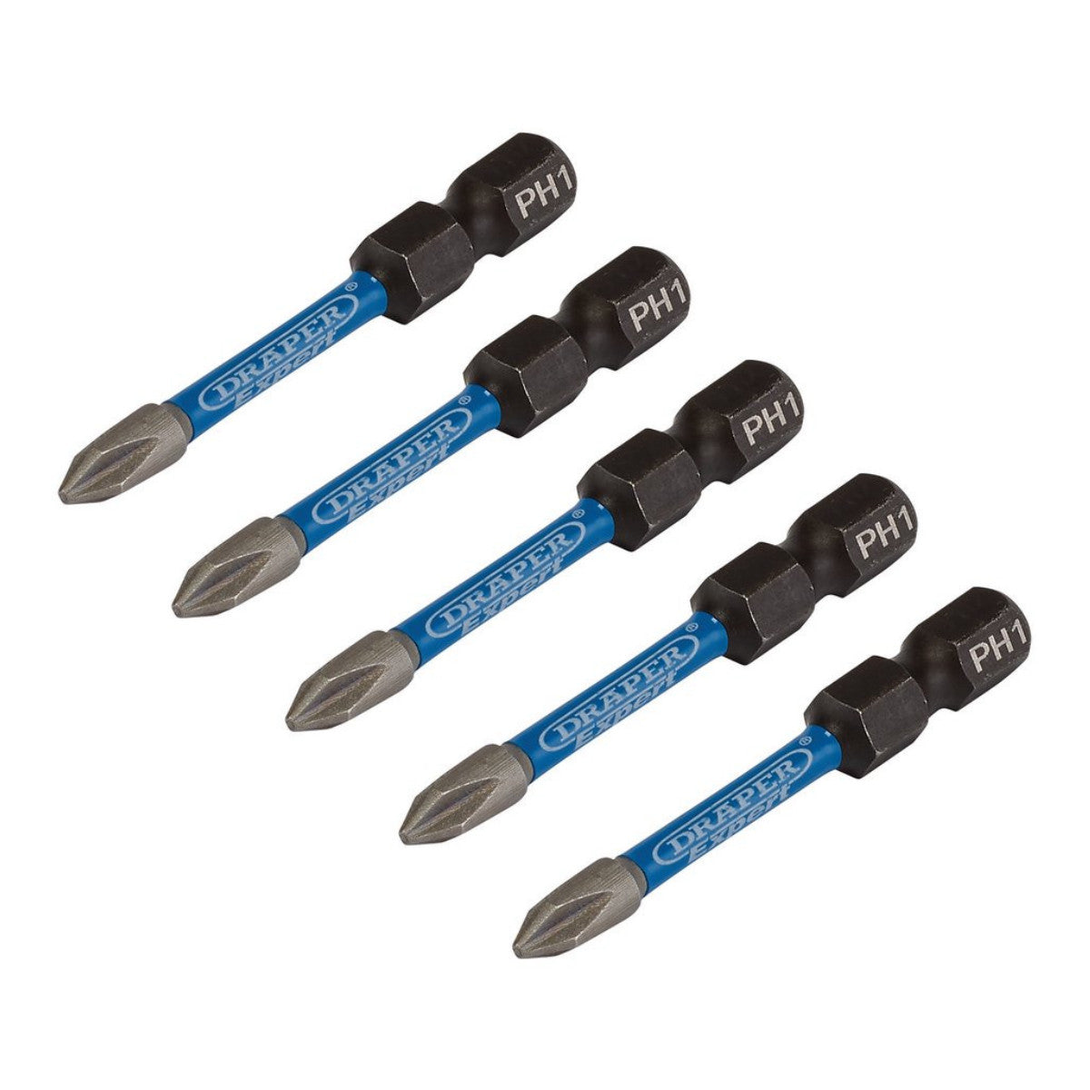 Draper Expert Cross Slot/PH Type Impact Screwdriver Bits, No.1 x 50mm, 1/4" Hex (Pack of 5) 05498
