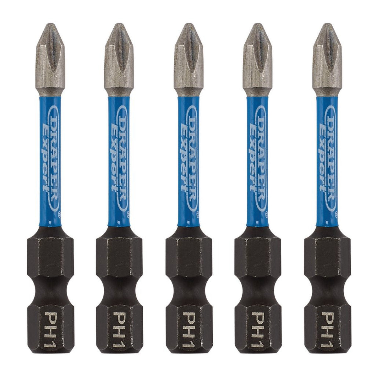 Draper Expert Cross Slot/PH Type Impact Screwdriver Bits, No.1 x 50mm, 1/4" Hex (Pack of 5) 05498