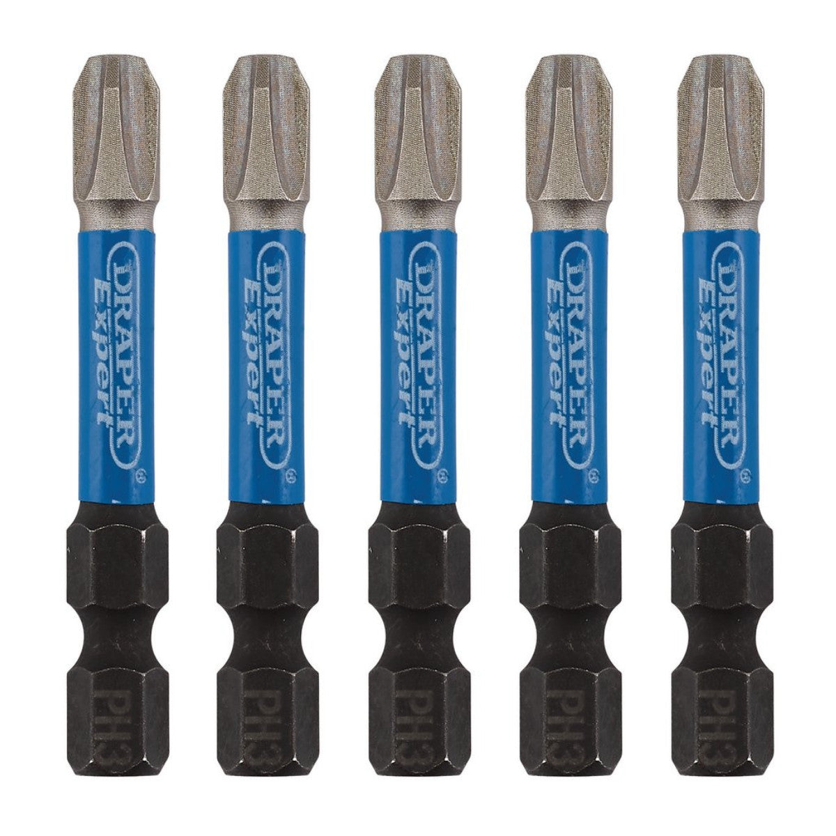 Draper Expert Cross Slot/PH Type Impact Screwdriver Bits, No.3 x 50mm, 1/4" Hex (Pack of 5) 05645