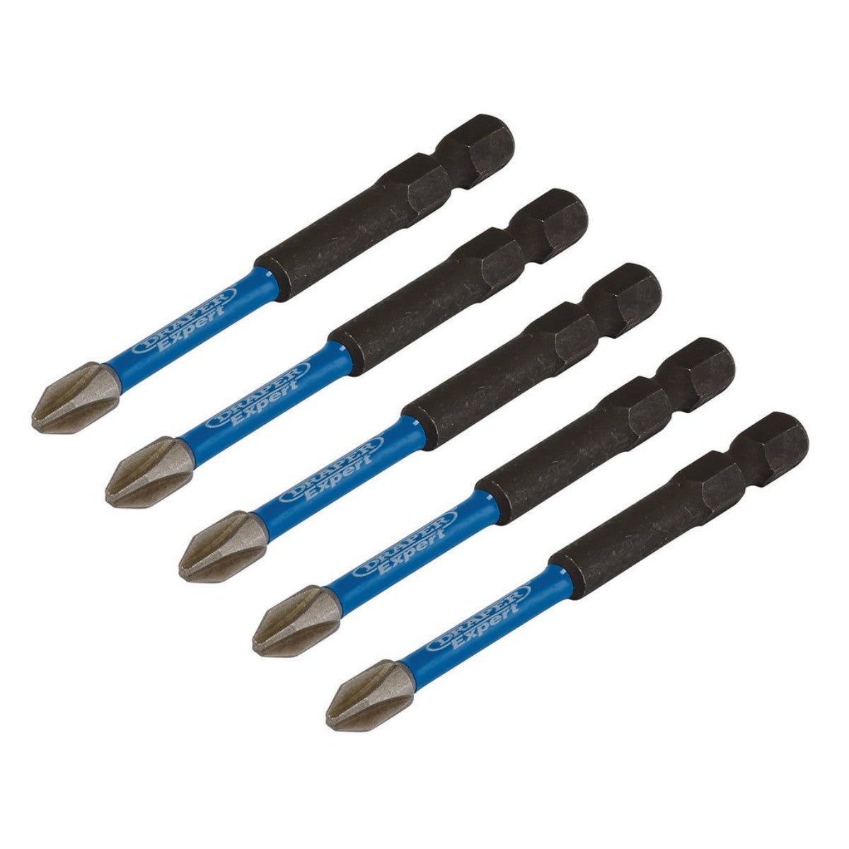 Draper Expert Cross Slot/PH Type Impact Screwdriver Bits, No.2 x 75mm, 1/4" Hex (Pack of 5) 05676