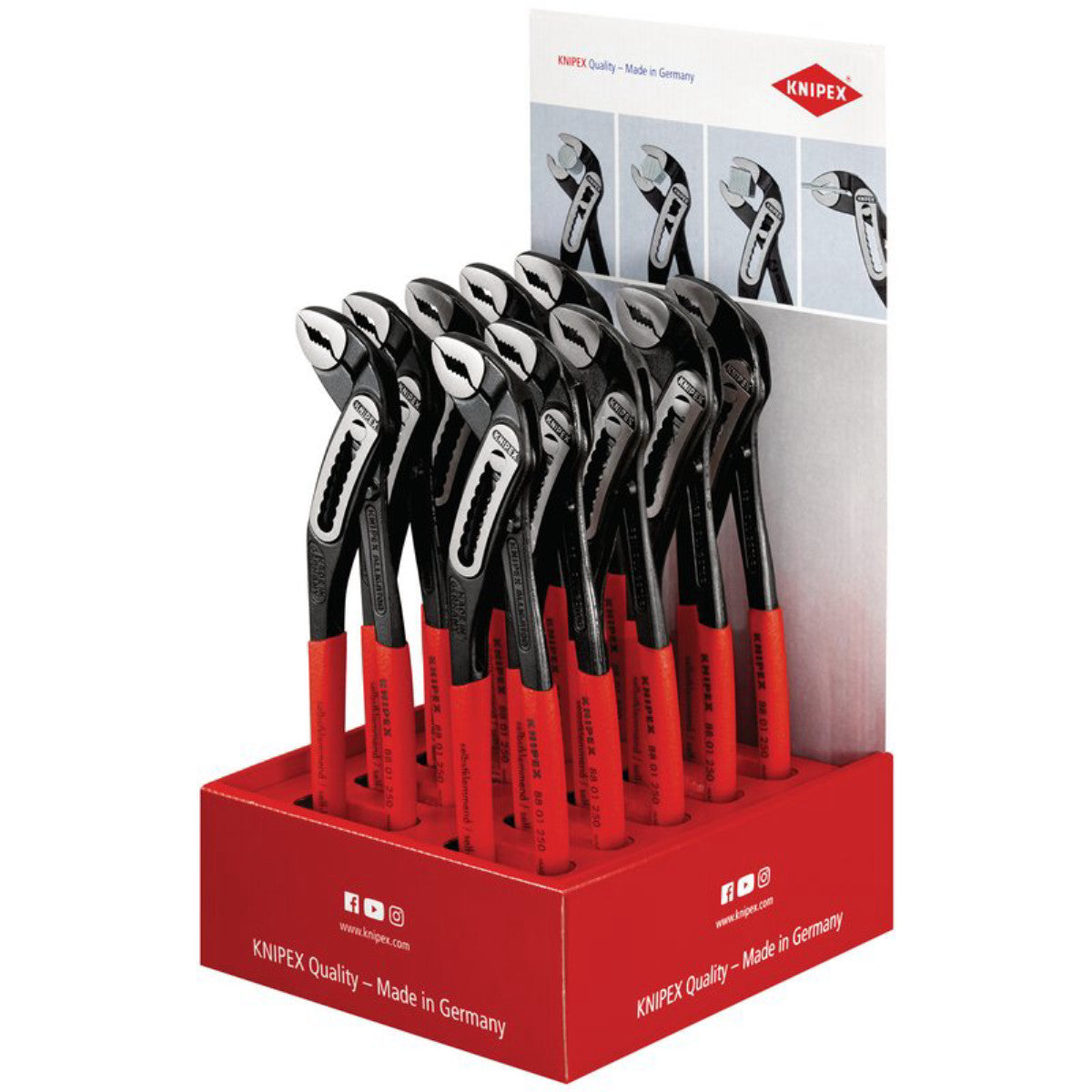 Knipex Alligator 00 18 01 V12 Counter Display of 88 01 250 Water Pump Pliers 10 parts, 250mm 05768