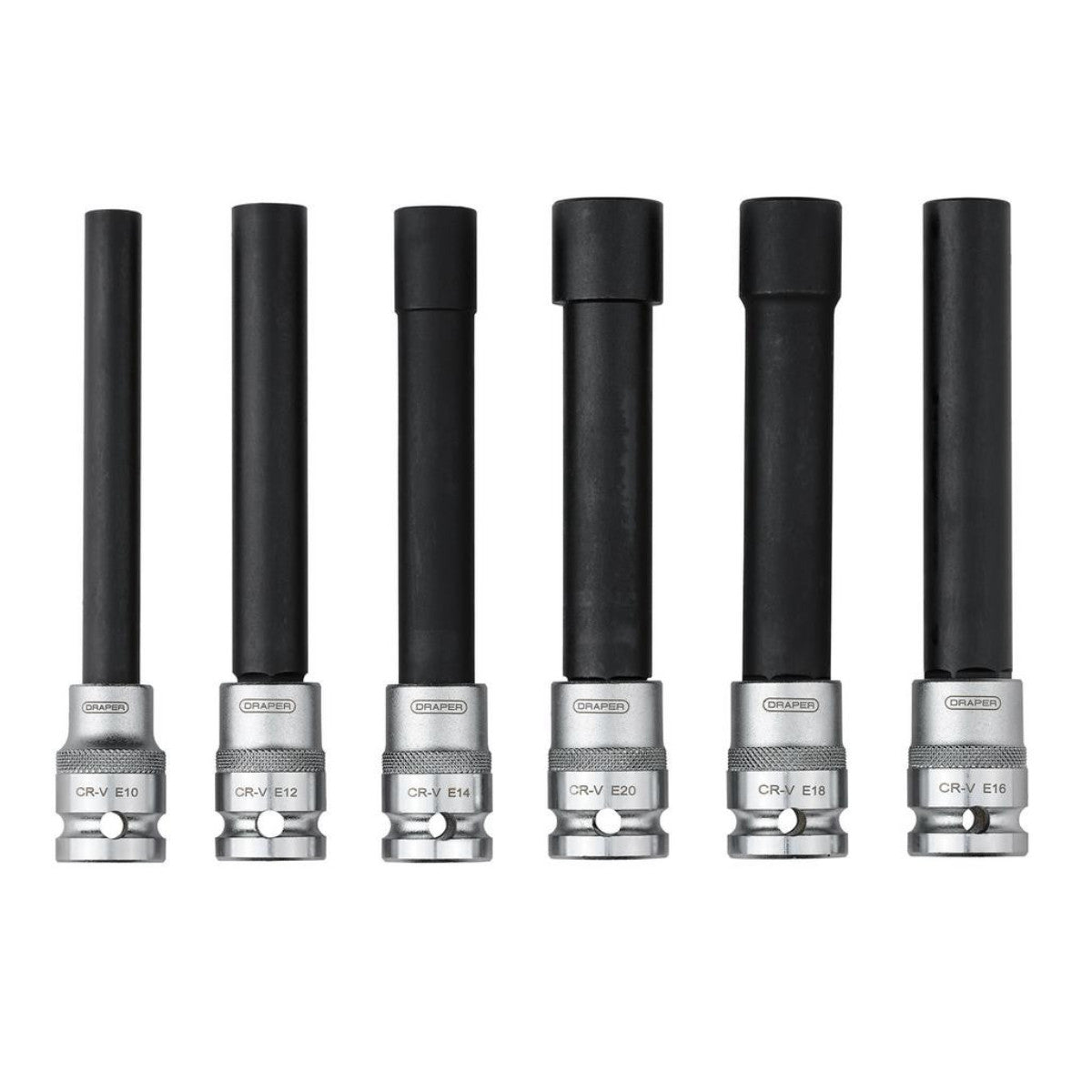 Draper Extra Long E-Type Sockets, 1/2" Sq. Dr. (6 Piece) 07125