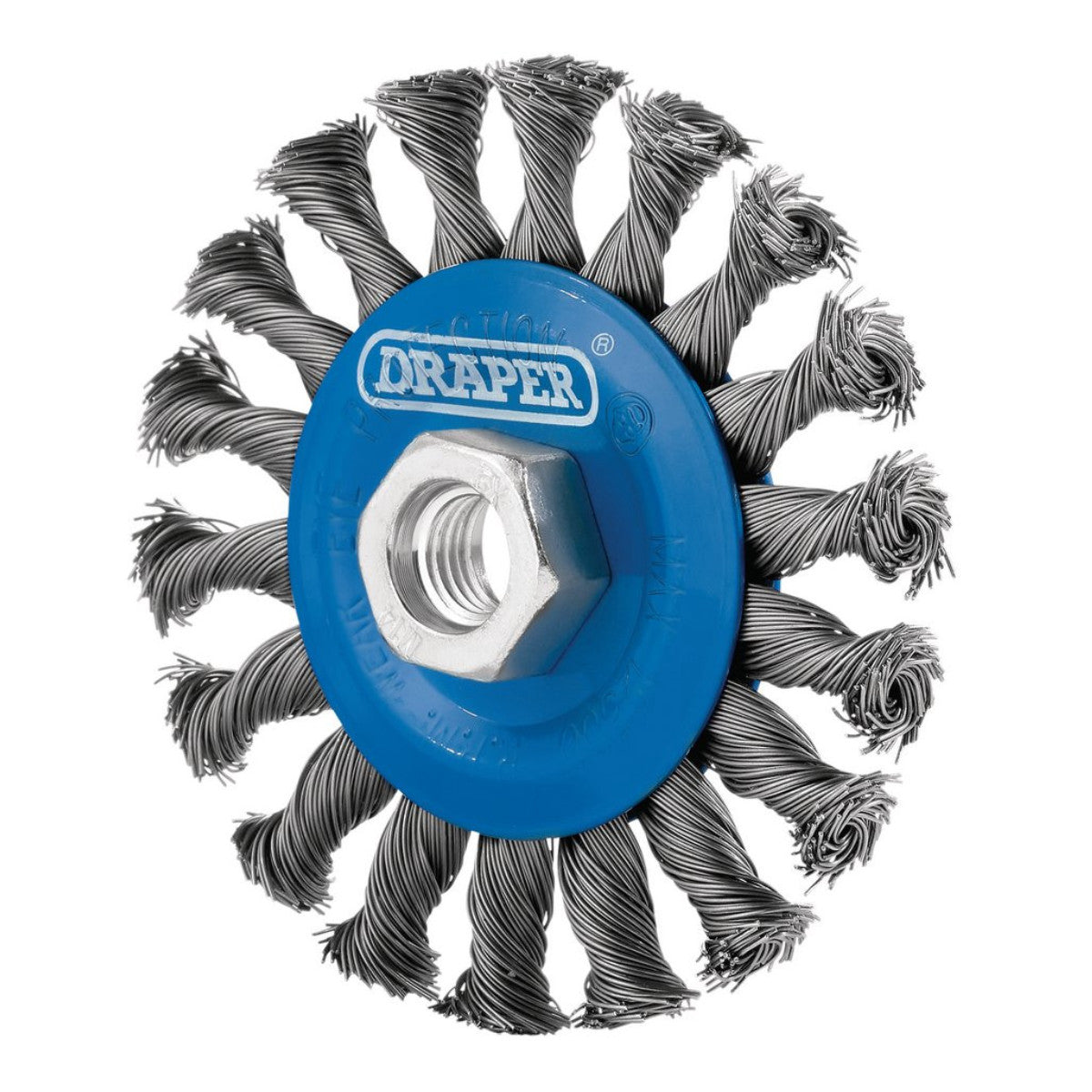 Draper Steel Twist-Knot Flat Wire Wheel Brush, 100mm, M14 08055